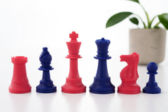 3 1/2" Silicone Club Chess Pieces - Royal Blue and Red - Piece - Chess-House