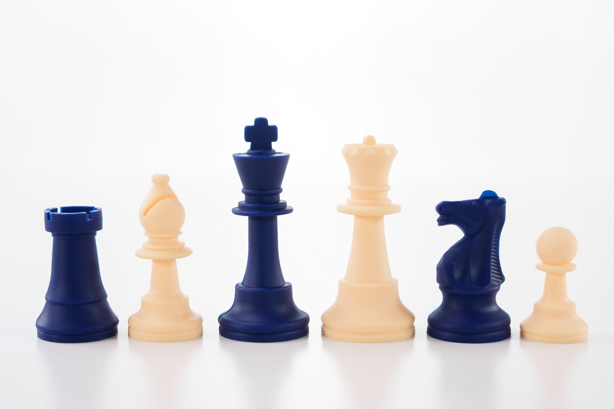 3 1/2" Silicone Club Chess Pieces - Royal Blue and White - Piece - Chess-House