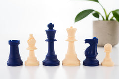 3 1/2" Silicone Club Chess Pieces - Royal Blue and White - Piece - Chess-House