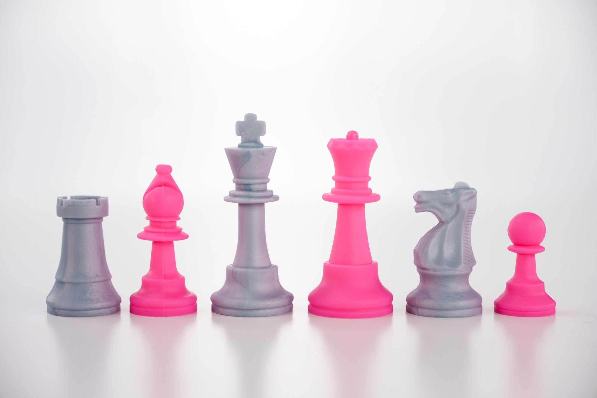 3 1/2" Silicone Club Chess Pieces - Silver and Pink - Piece - Chess-House
