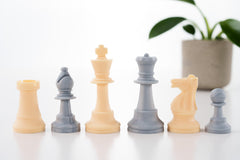3 1/2" Silicone Club Chess Pieces - White and Silver - Piece - Chess-House