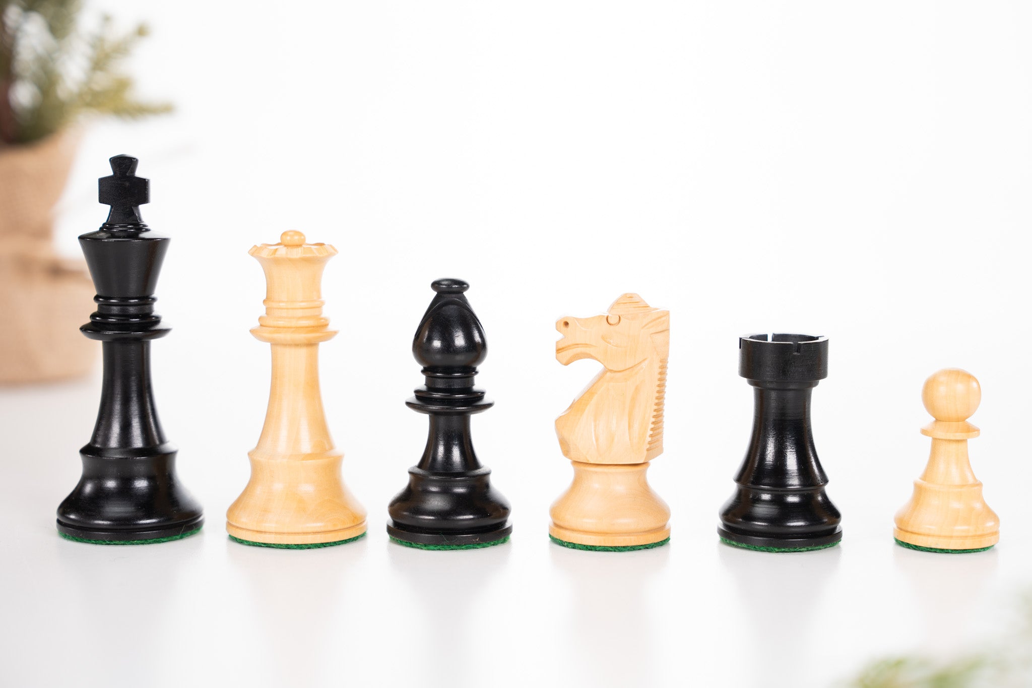 3 3/4" Club Series Wood Chess Pieces - Ebonized - Piece - Chess-House