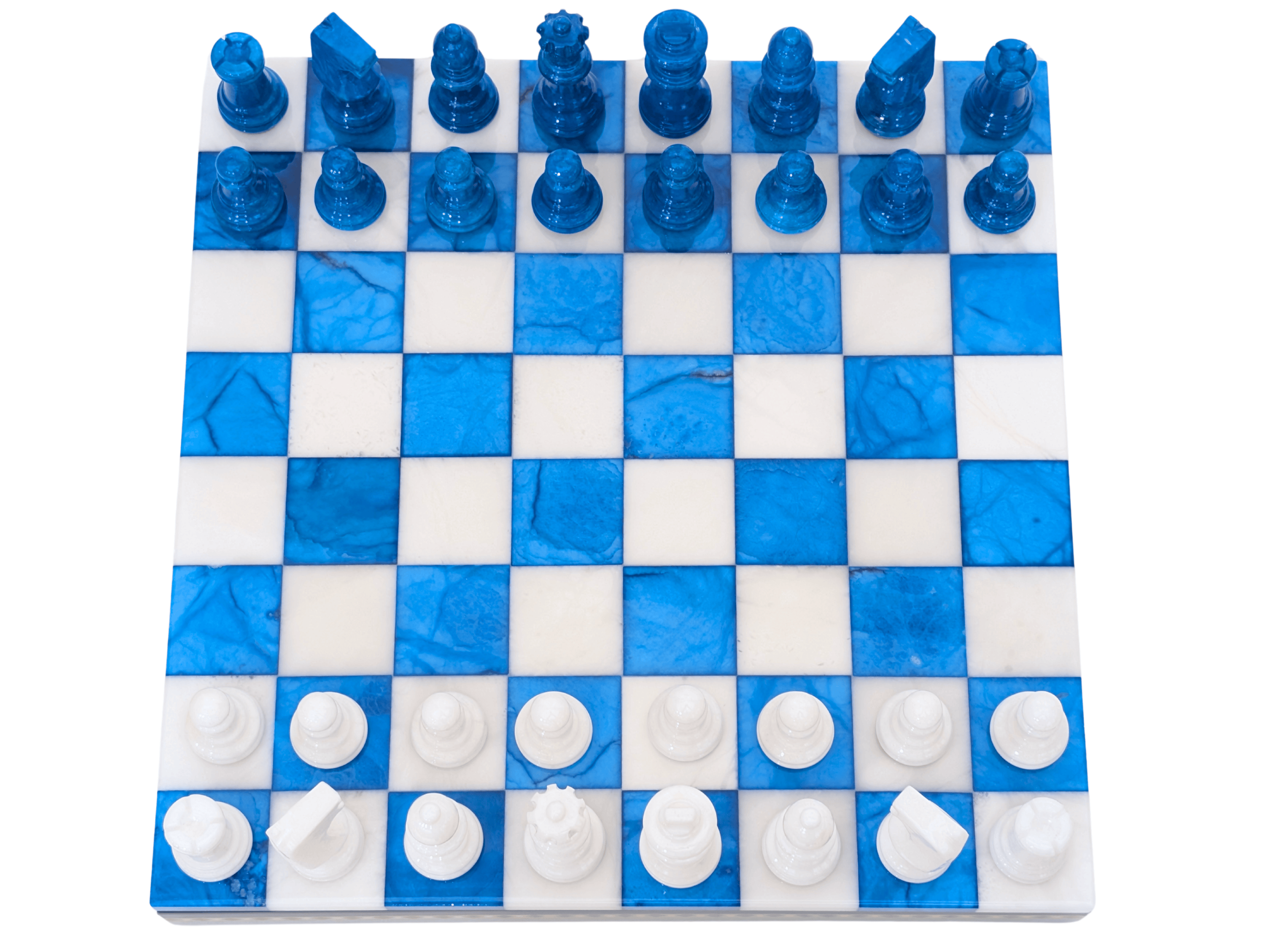 Blue & White Alabaster Inlaid Chest - Chess Set - Chess-House