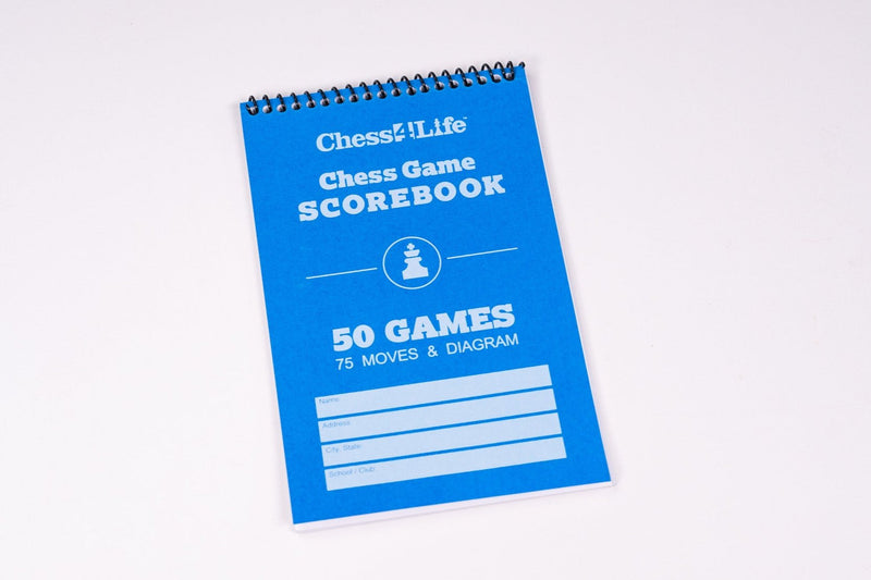 Chess4Life scorebook for recording chess moves.