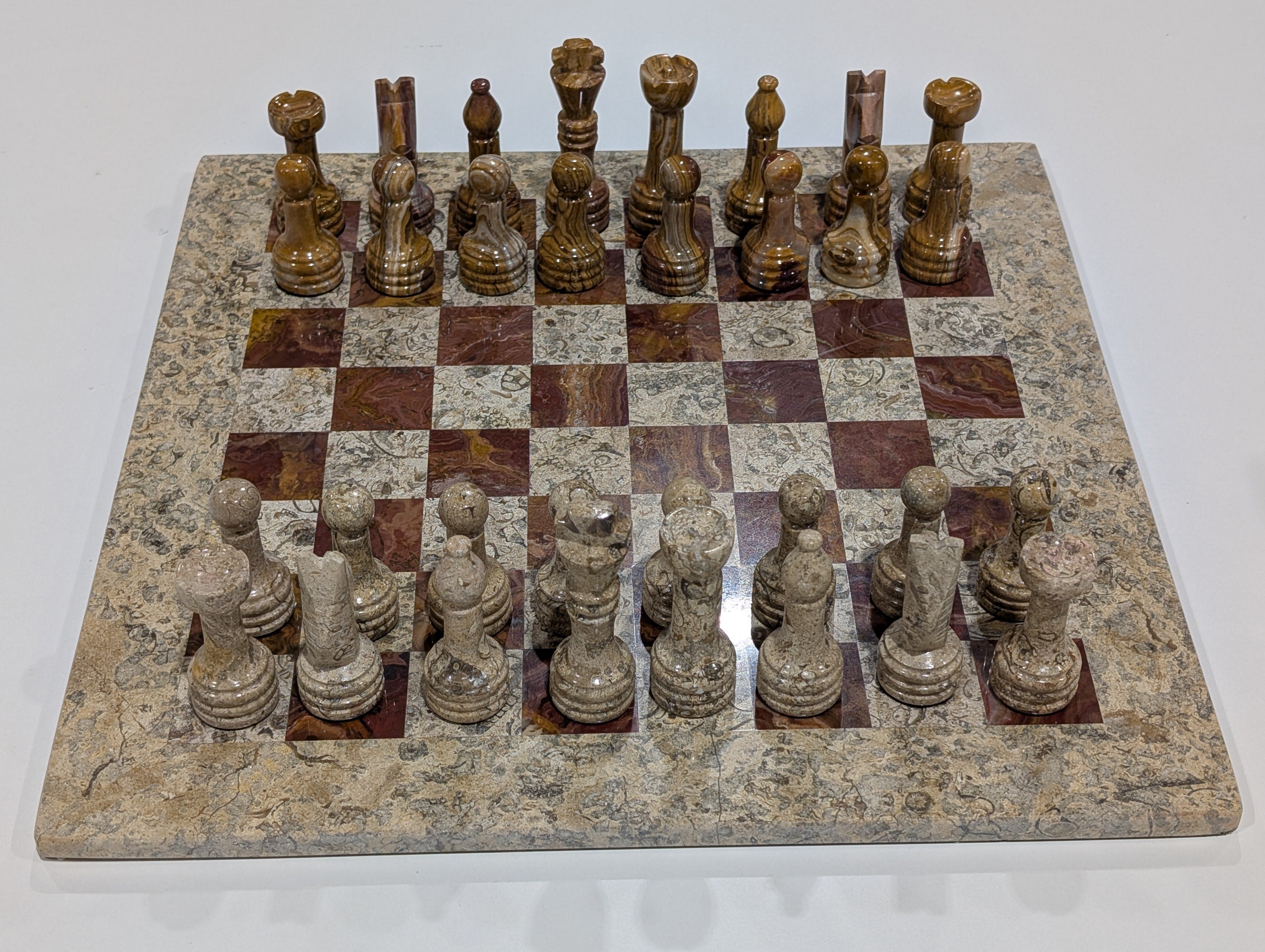 DEAL ITEM: 16" Marble Chess Set in Coral and Red - Open Box - Chess-House