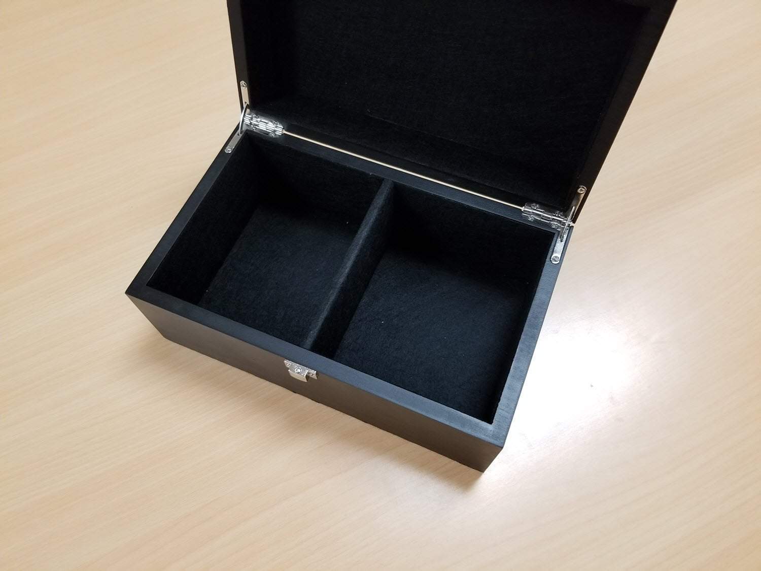 DEAL ITEM: Black Storage Box (for most pieces up to 4.25") - Broken Latch - Open Box - Chess-House