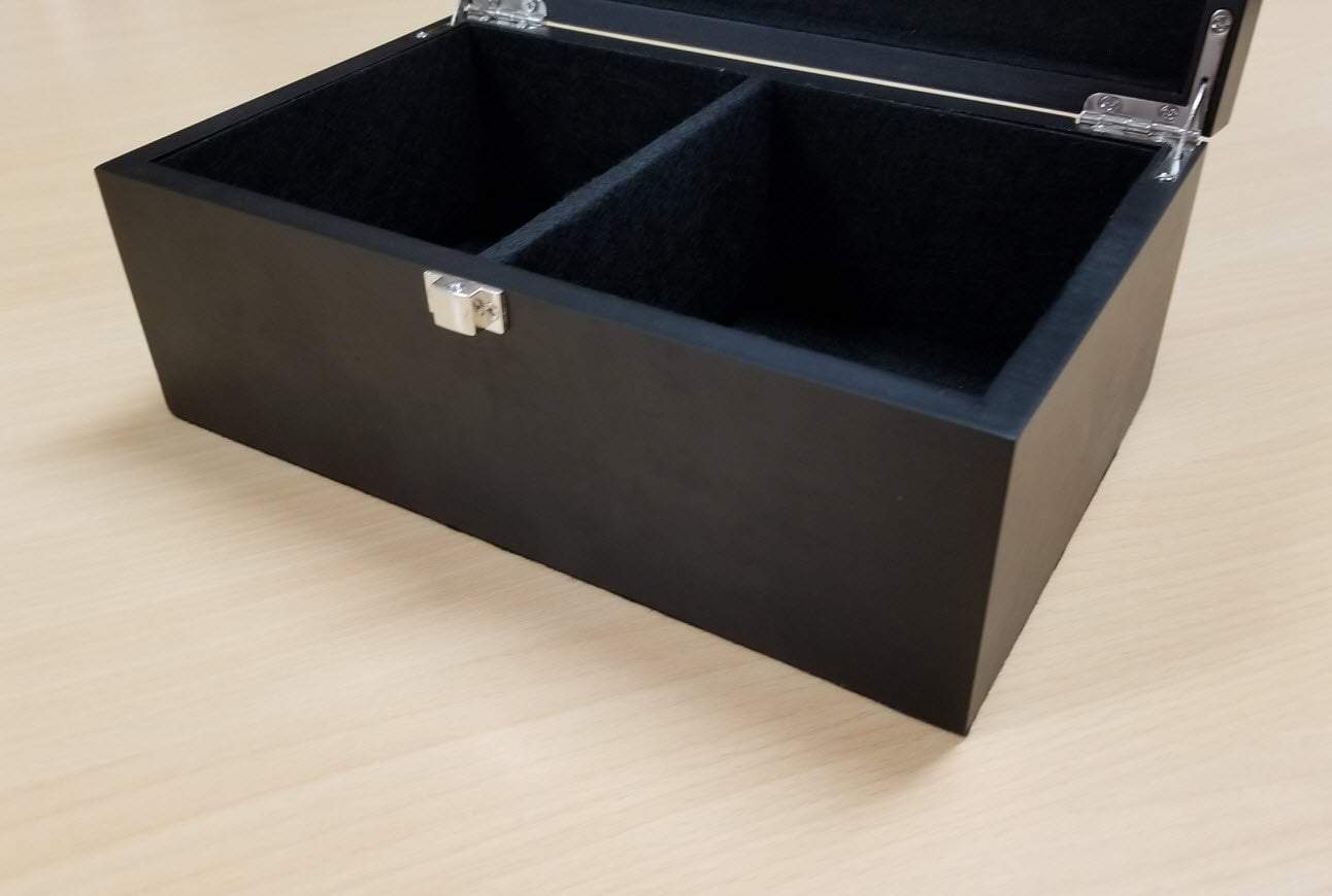 DEAL ITEM: Black Storage Box (for most pieces up to 4.25") - Broken Latch - Open Box - Chess-House