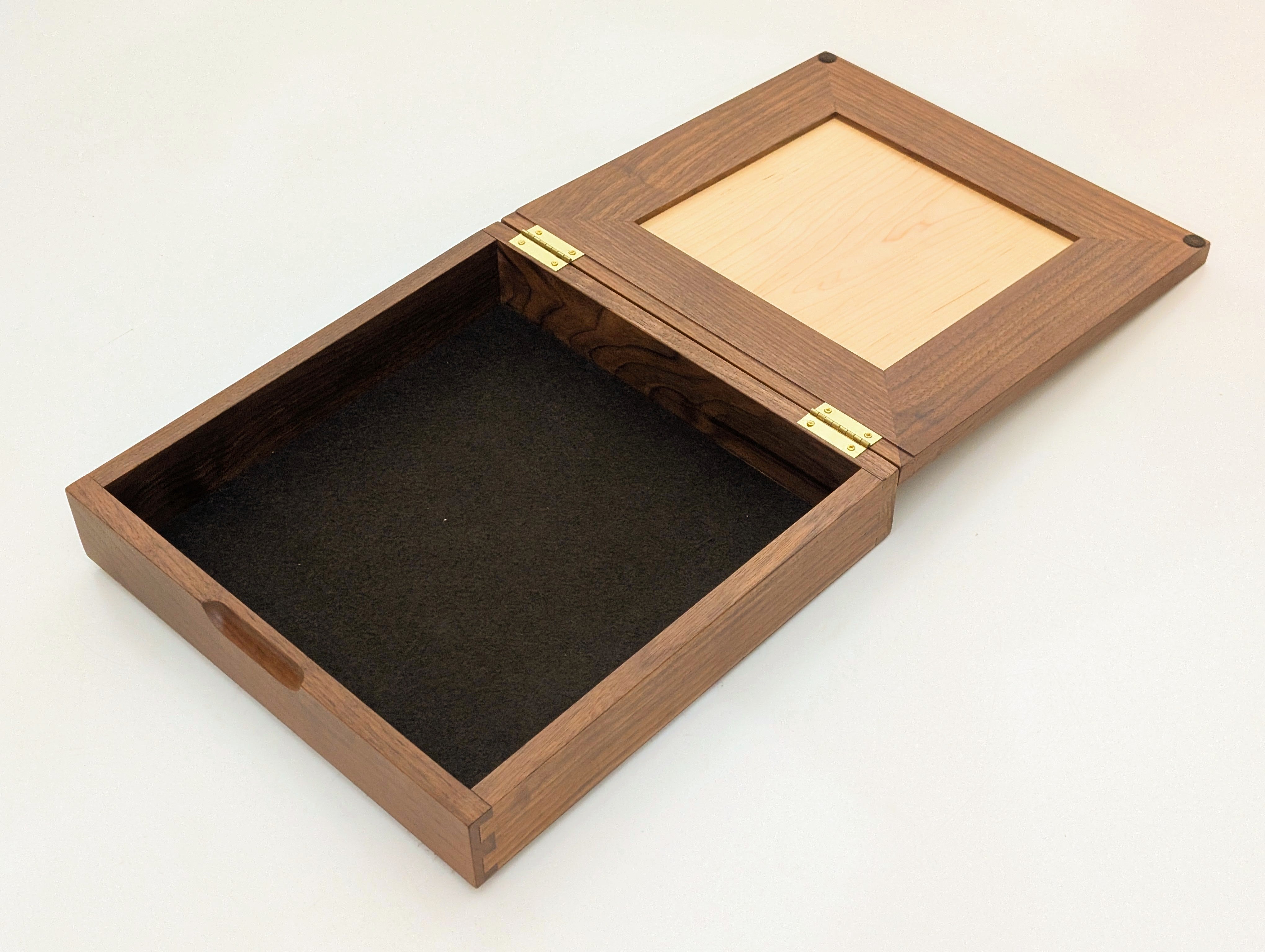 DEAL ITEM: Walnut Maple Premium Hardwood Chess Box with Framed Inset - Open Box - Chess-House