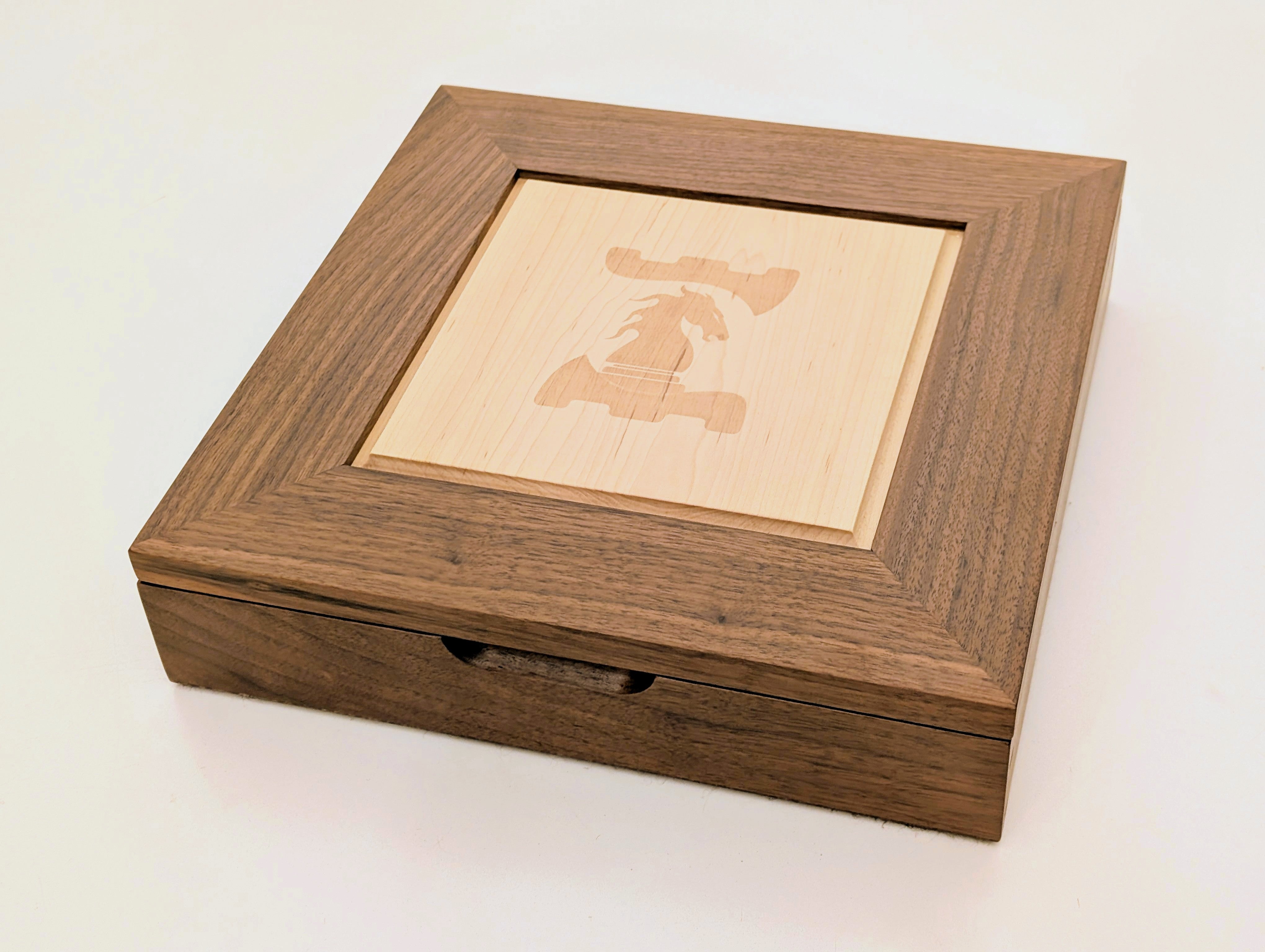 DEAL ITEM: Walnut Maple Premium Hardwood Chess Box with Framed Inset - Open Box - Chess-House