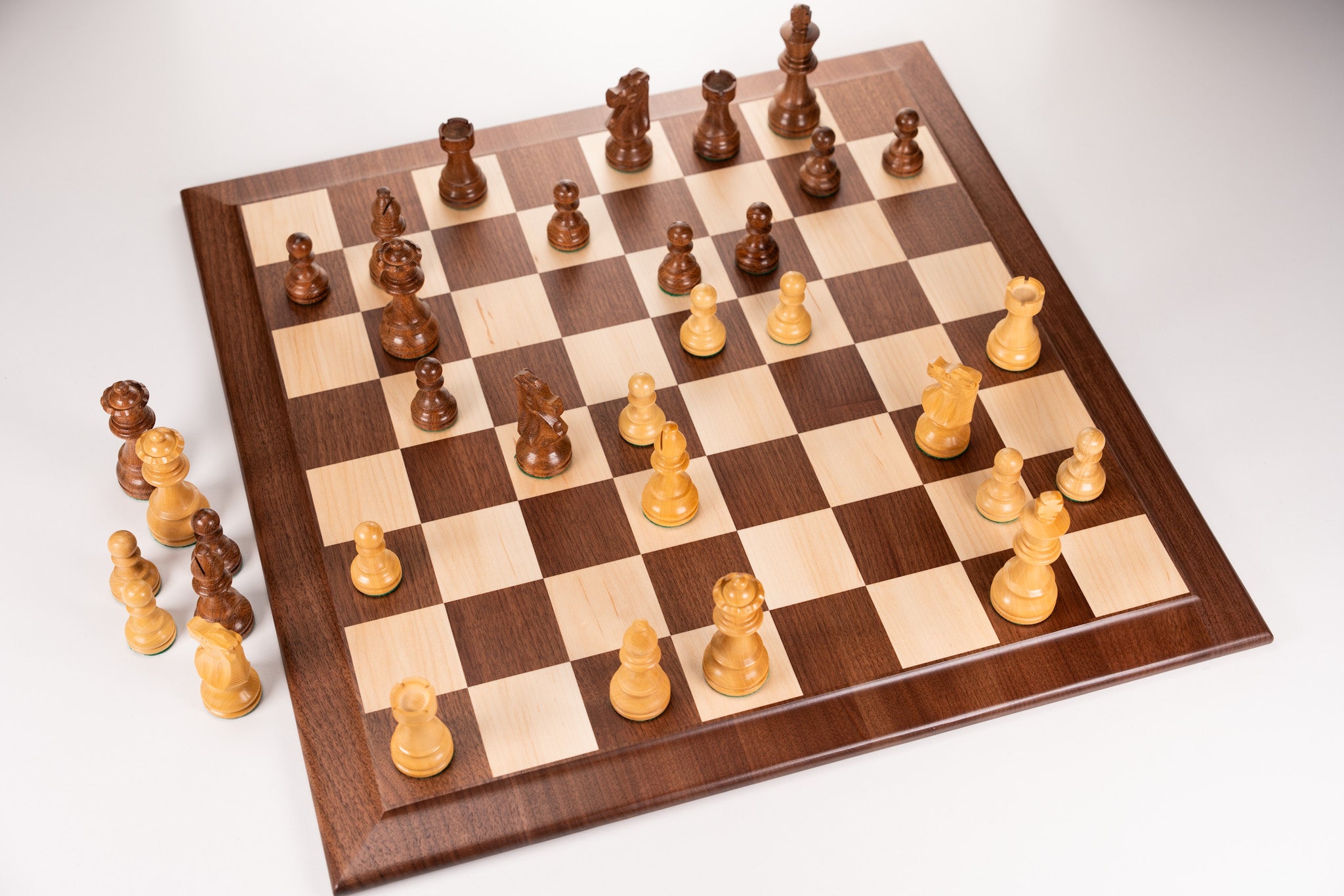 French Series Chess Men on Maple and Walnut Hardwood Board - Chess Set - Chess-House