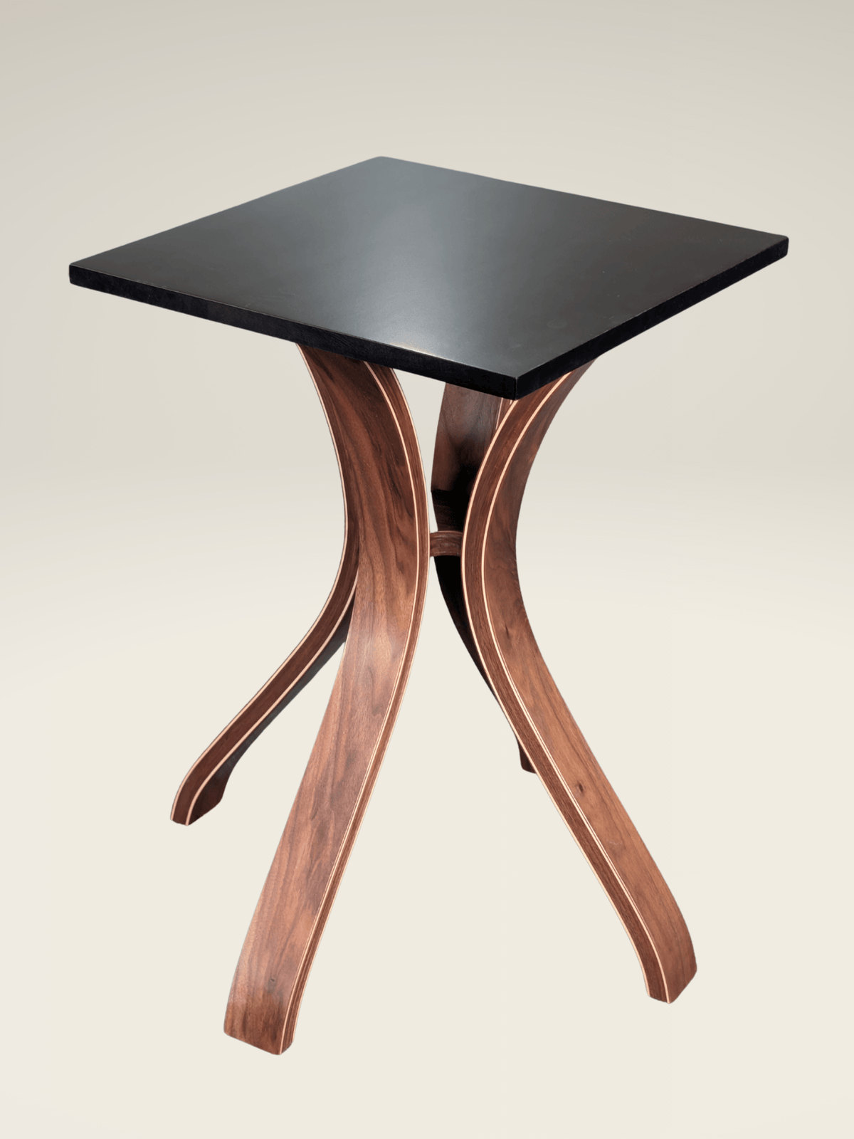 JLP Signature Chess Table with sculpted walnut pedestal and rotating hardwood surface