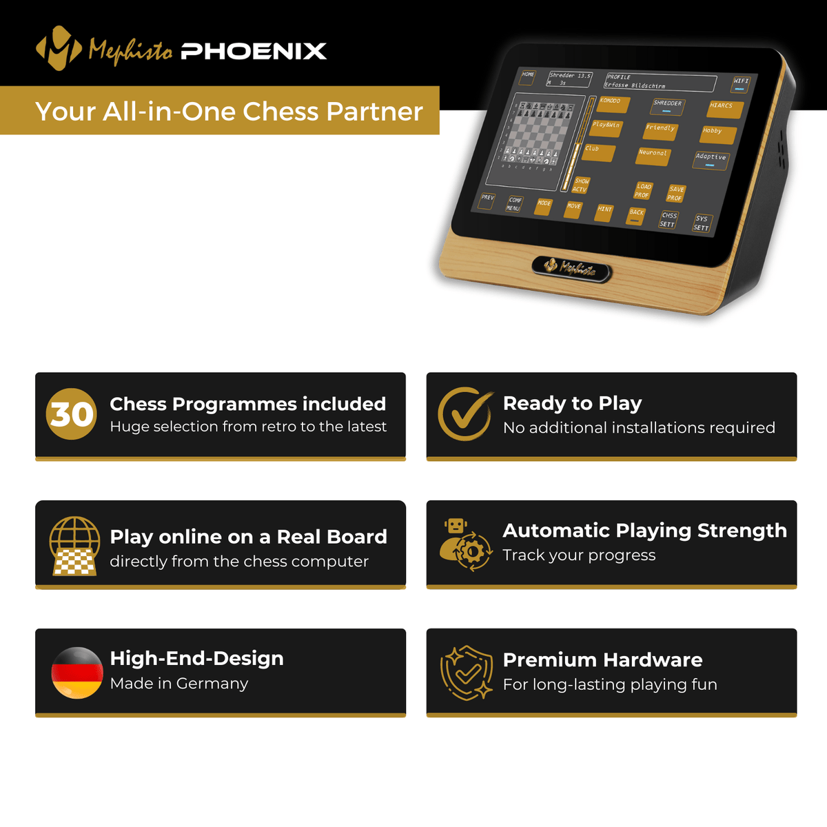 Phoenix Chess Mephisto Phoenix T - Chess Computer with 21.7 inch Chess Board