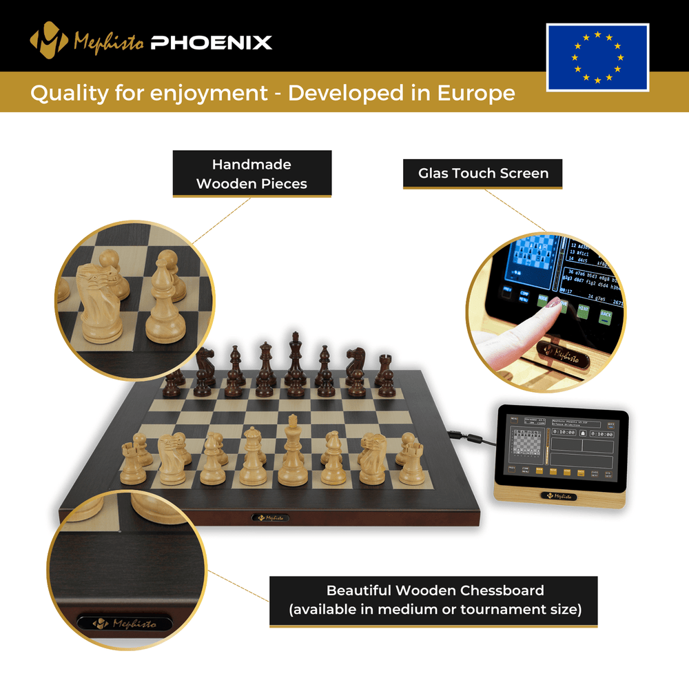 Chess Board Vision Computer Mephisto Phoenix T - Chess Computer with 21.7 inch Chess Board