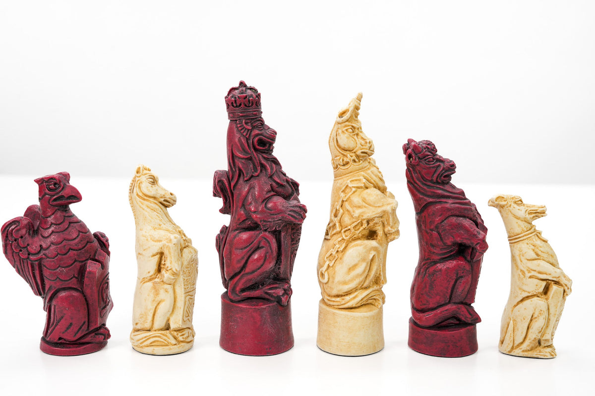 Royal Beasts Chess Pieces by Berkeley - Cardinal Red