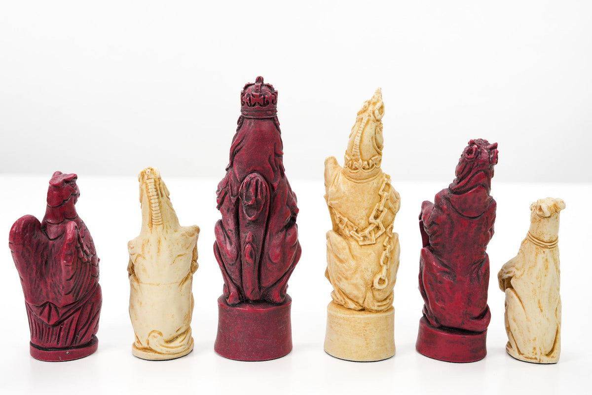 Royal Beasts Chess Pieces by Berkeley - Cardinal Red