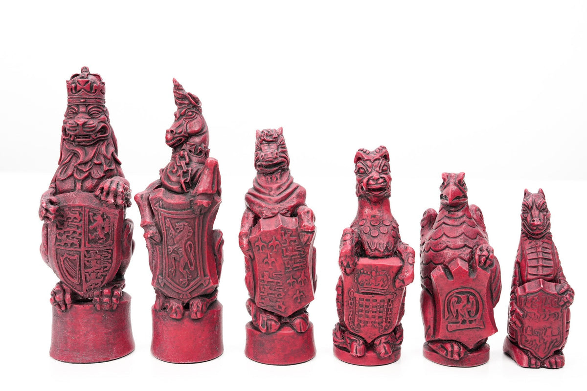 Royal Beasts Chess Pieces by Berkeley - Cardinal Red