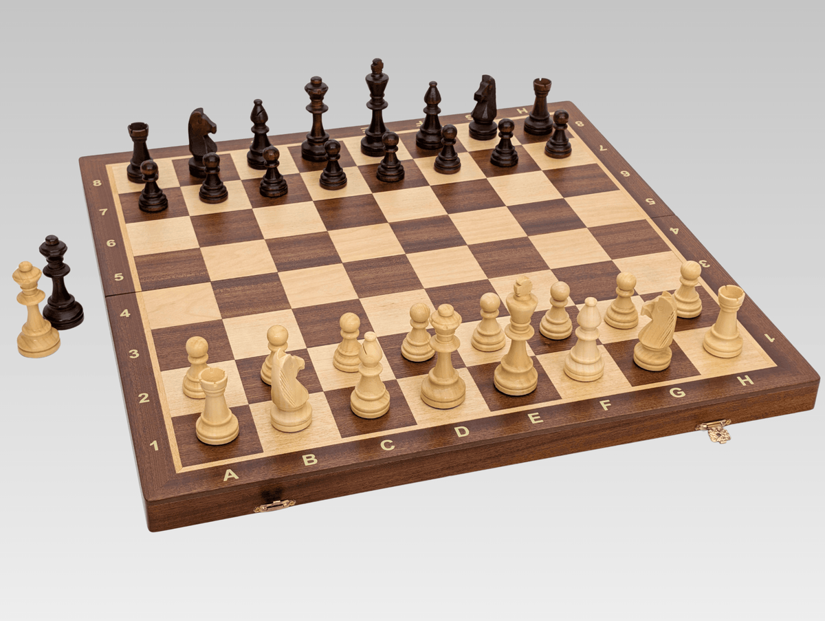 SINGLE REPLACEMENT PIECES: 20.5" Folding Mahogany Maple Wooden Chess Set - Parts - Chess-House