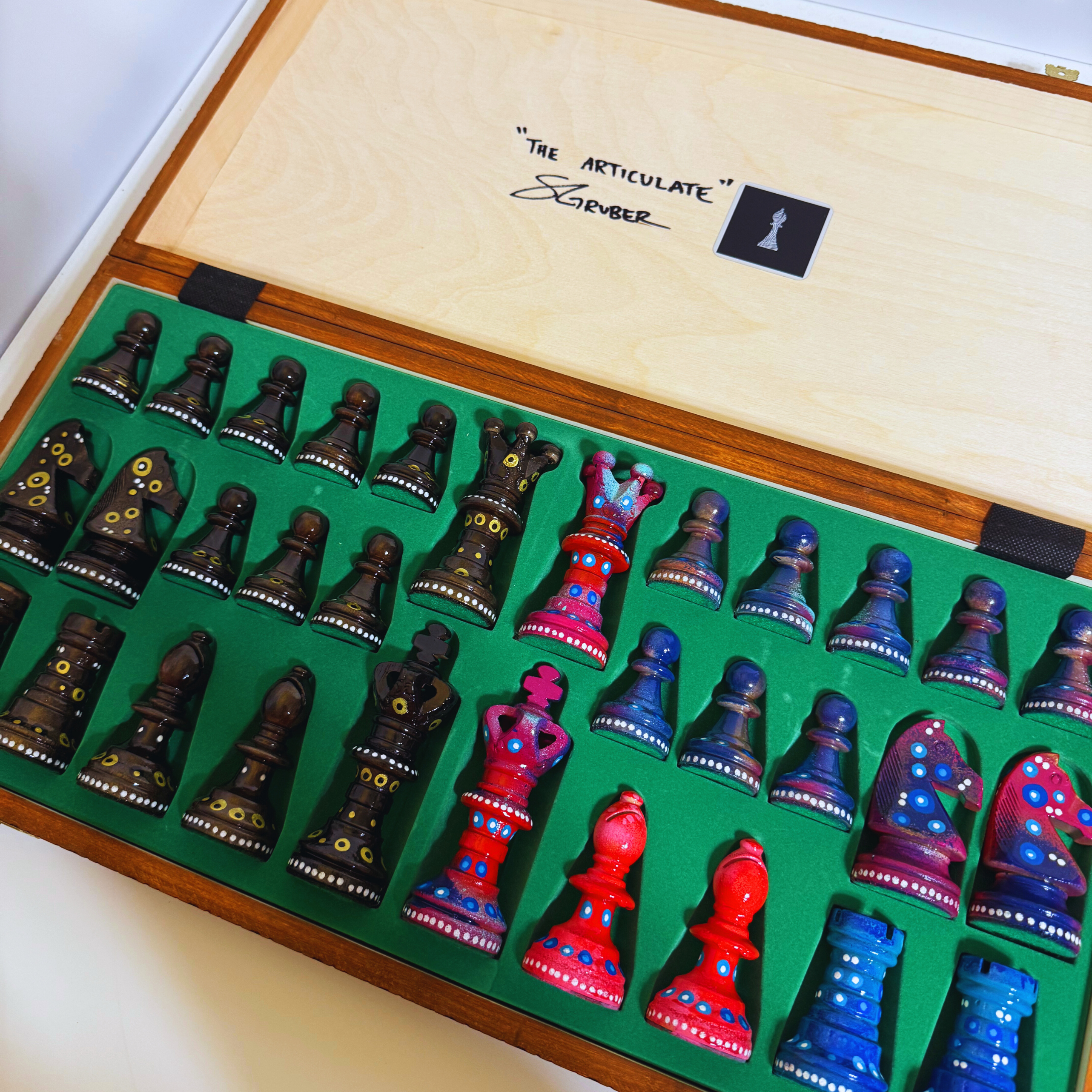 The Articulate - Sydney Gruber Painted 21" Ambassador Chess Set #17 - Chess Set - Chess-House