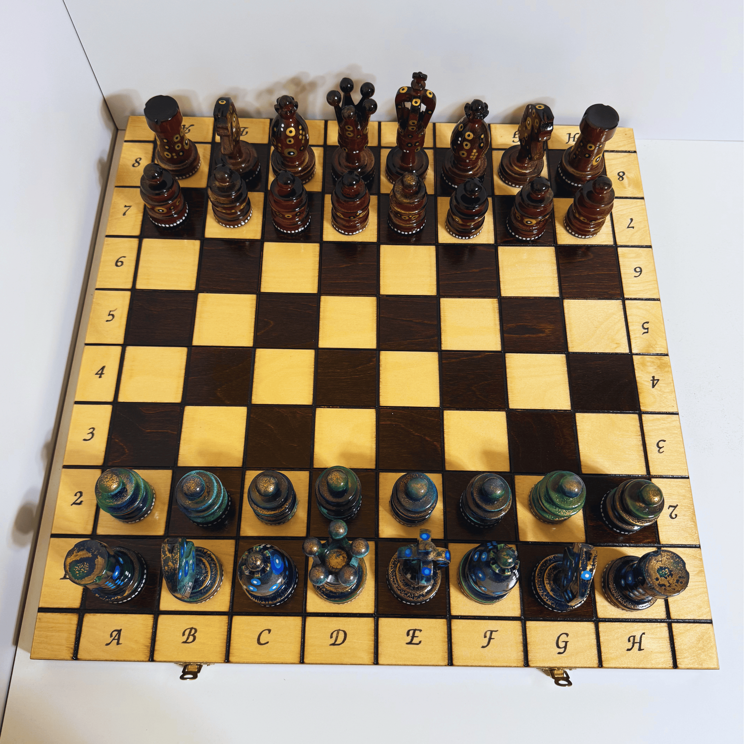 The Natural - Sydney Gruber Painted 20" Large Kings Chess Set #15 - Chess Set - Chess-House