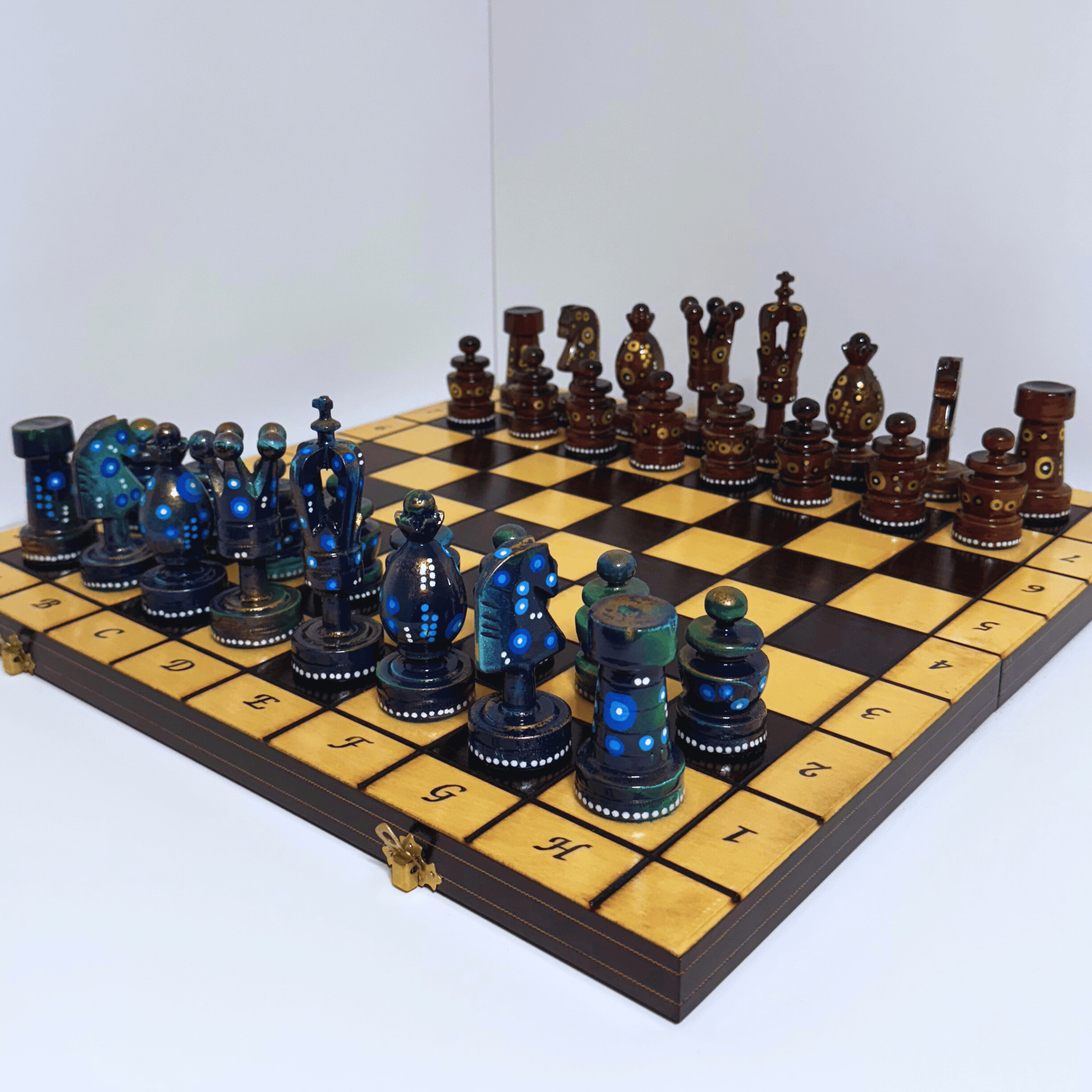 The Natural - Sydney Gruber Painted 20" Large Kings Chess Set #15 - Chess Set - Chess-House