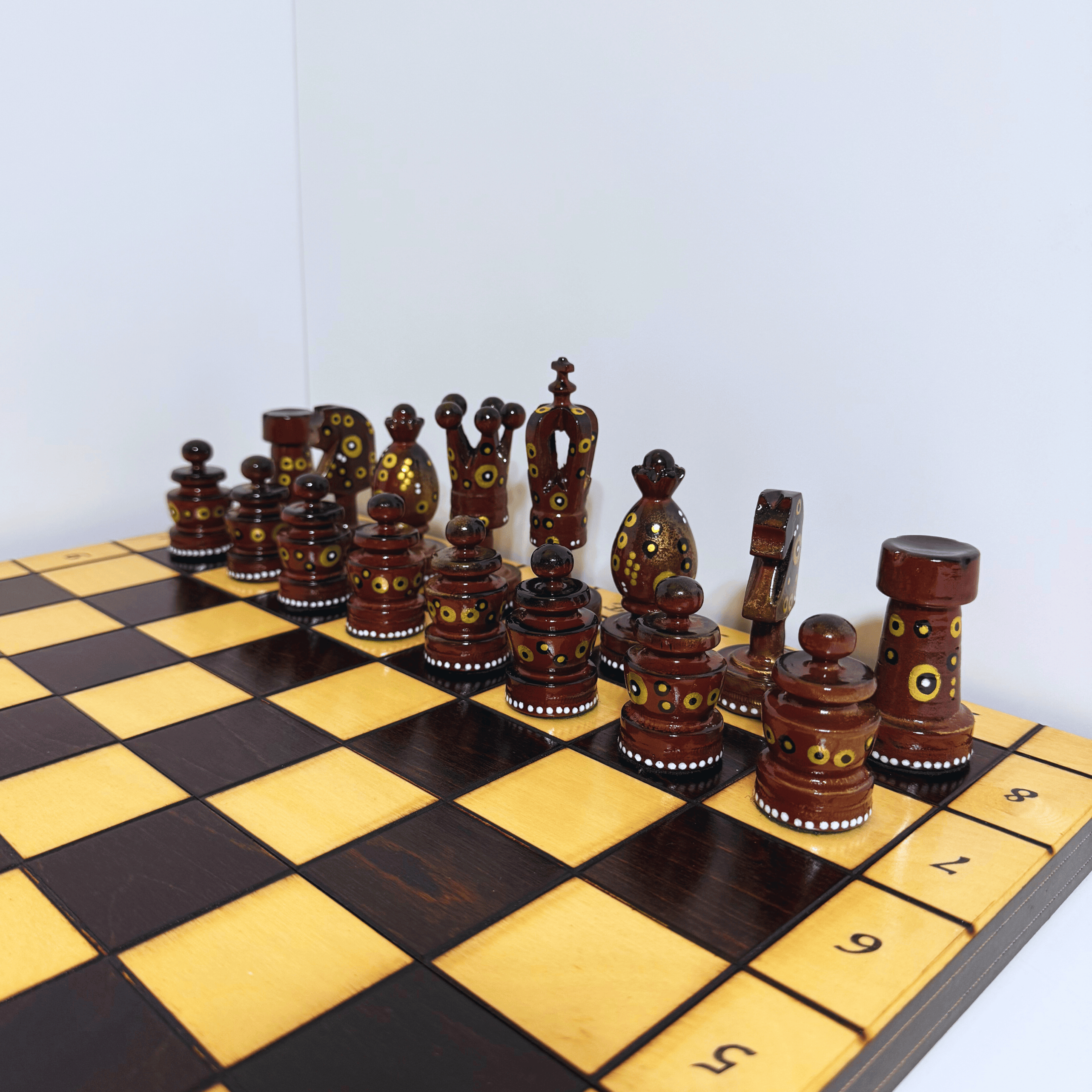 The Natural - Sydney Gruber Painted 20" Large Kings Chess Set #15 - Chess Set - Chess-House