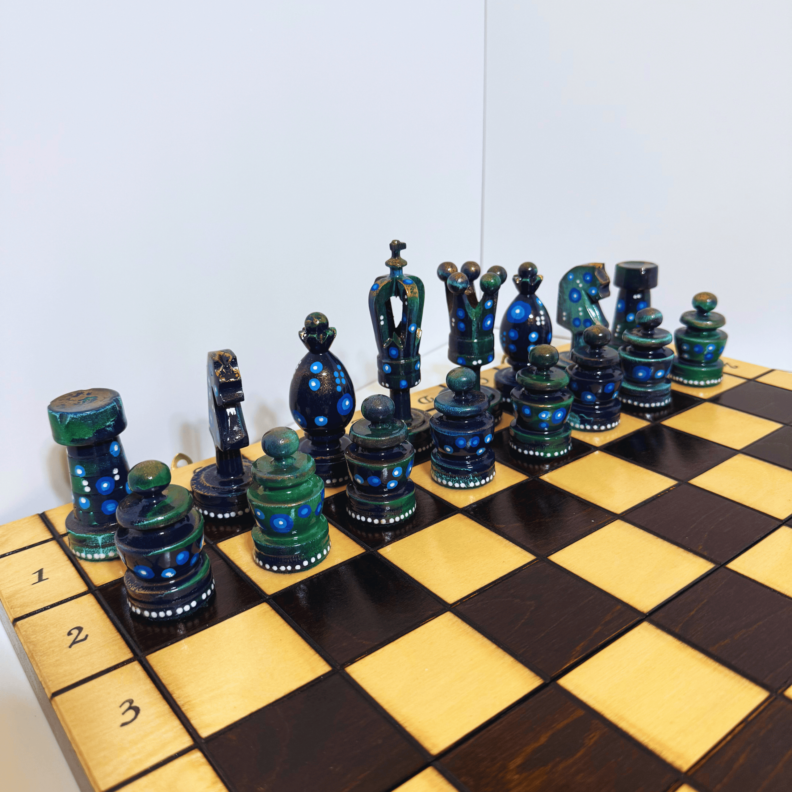 The Natural - Sydney Gruber Painted 20" Large Kings Chess Set #15 - Chess Set - Chess-House