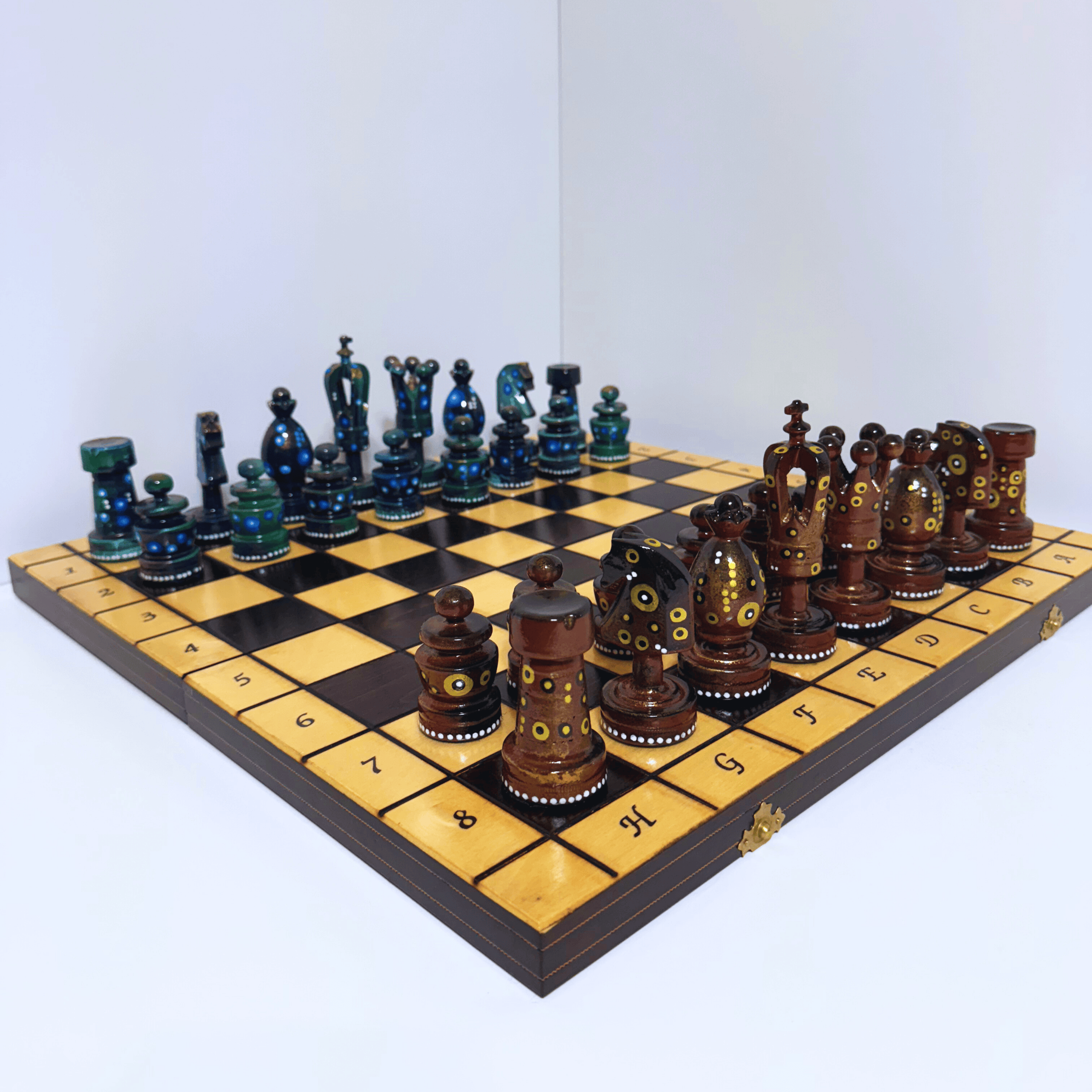 The Natural - Sydney Gruber Painted 20" Large Kings Chess Set #15 - Chess Set - Chess-House