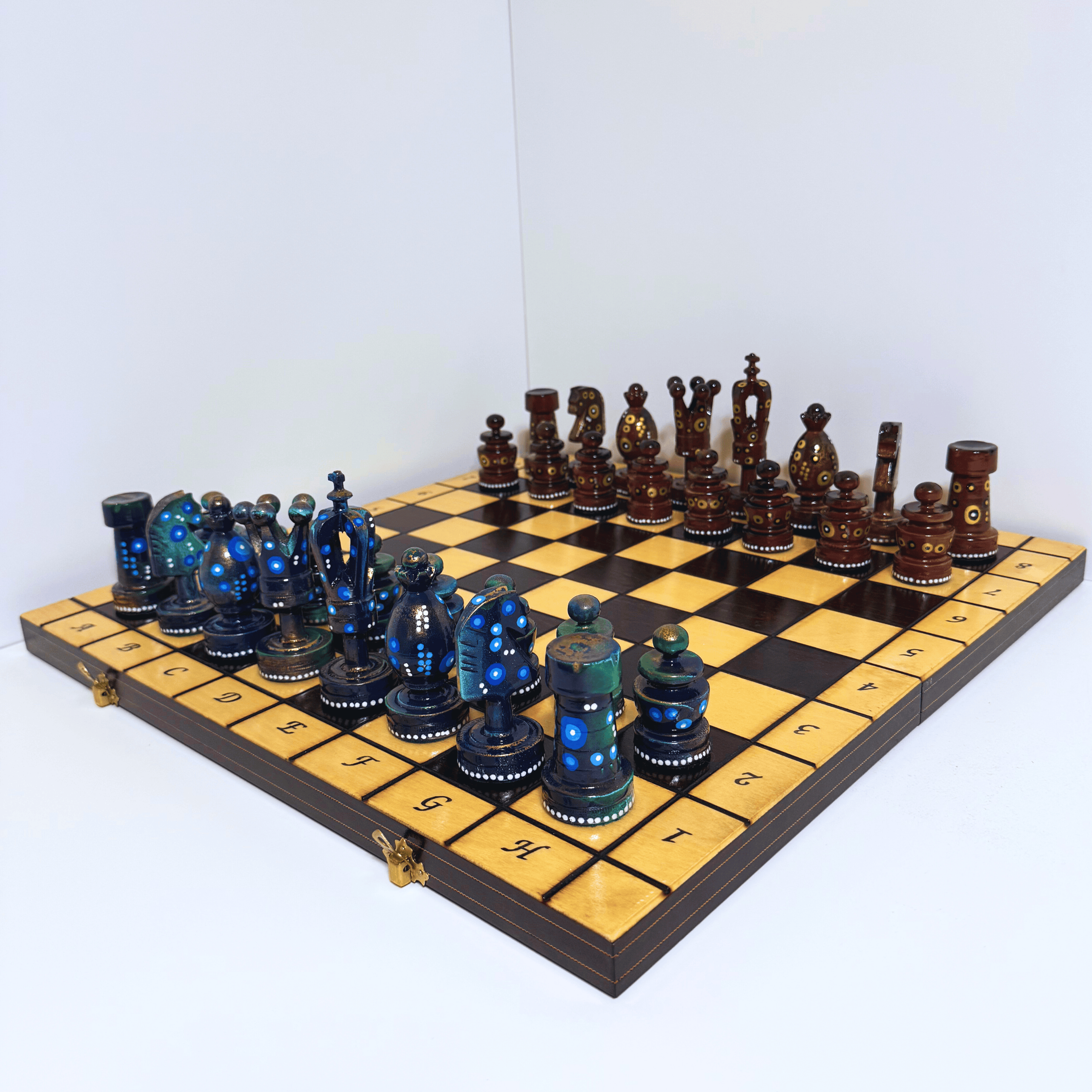 The Natural - Sydney Gruber Painted 20" Large Kings Chess Set #15 - Chess Set - Chess-House