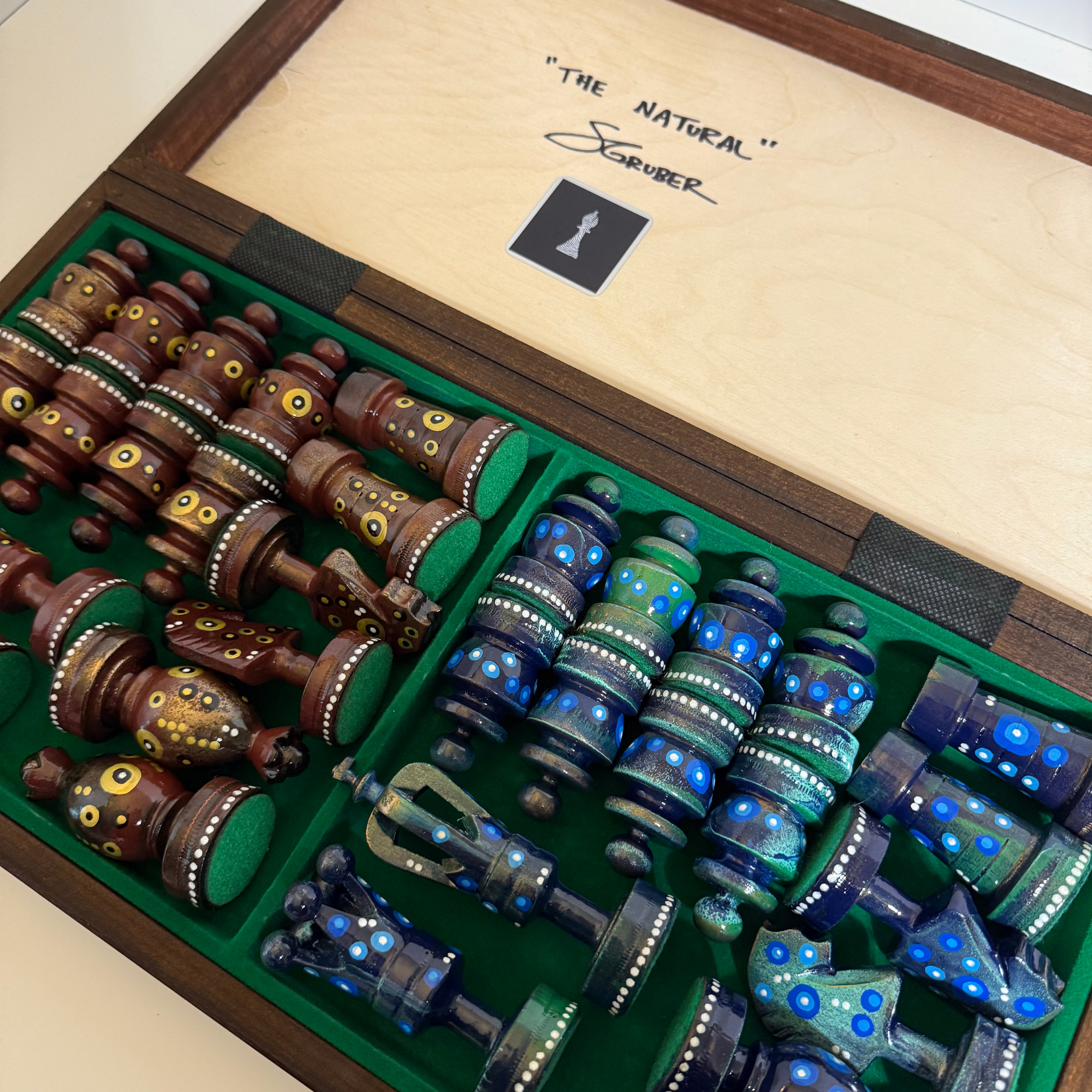 The Natural - Sydney Gruber Painted 20" Large Kings Chess Set #15 - Chess Set - Chess-House