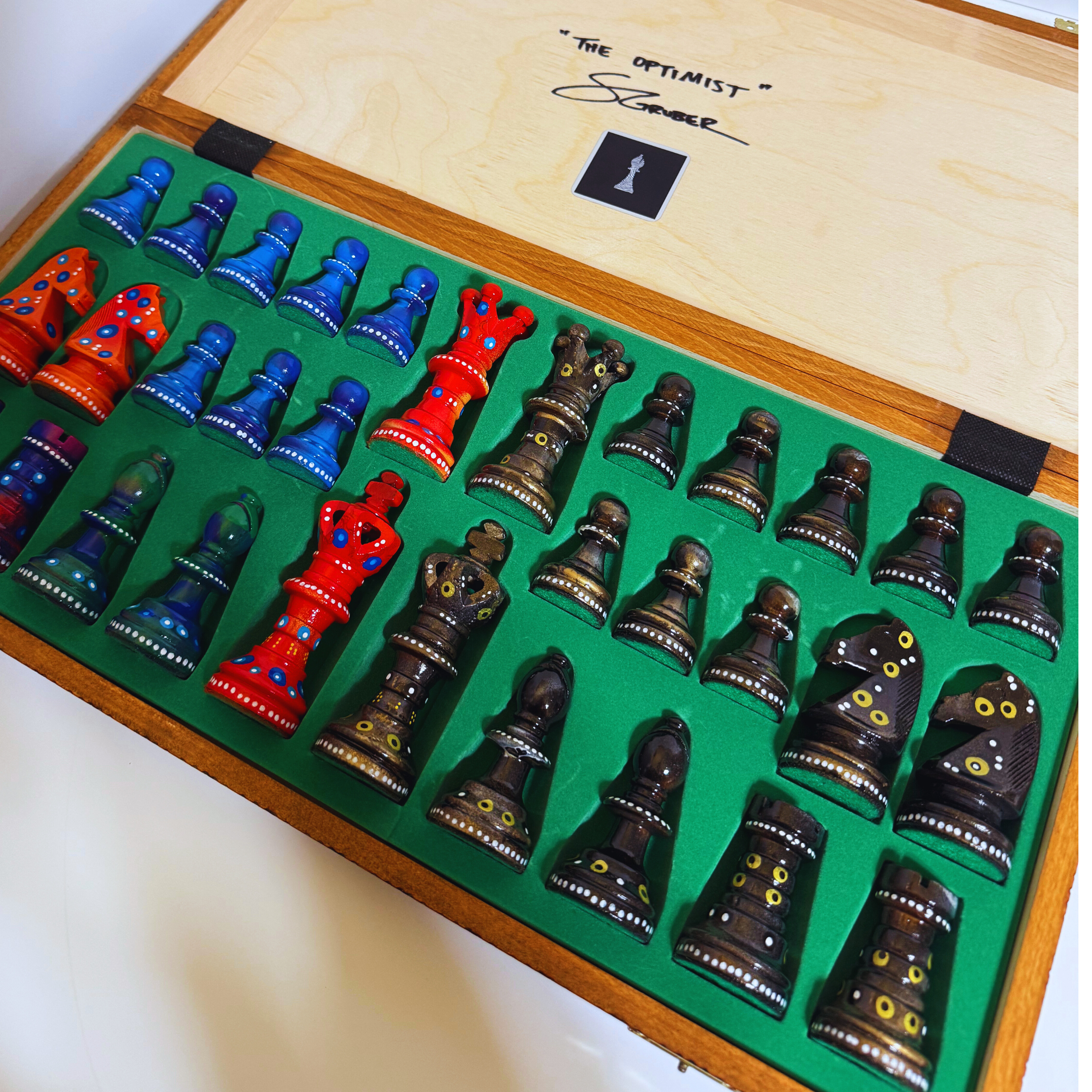The Optimist - Sydney Gruber Painted 21" Ambassador Chess Set #18 - Chess Set - Chess-House