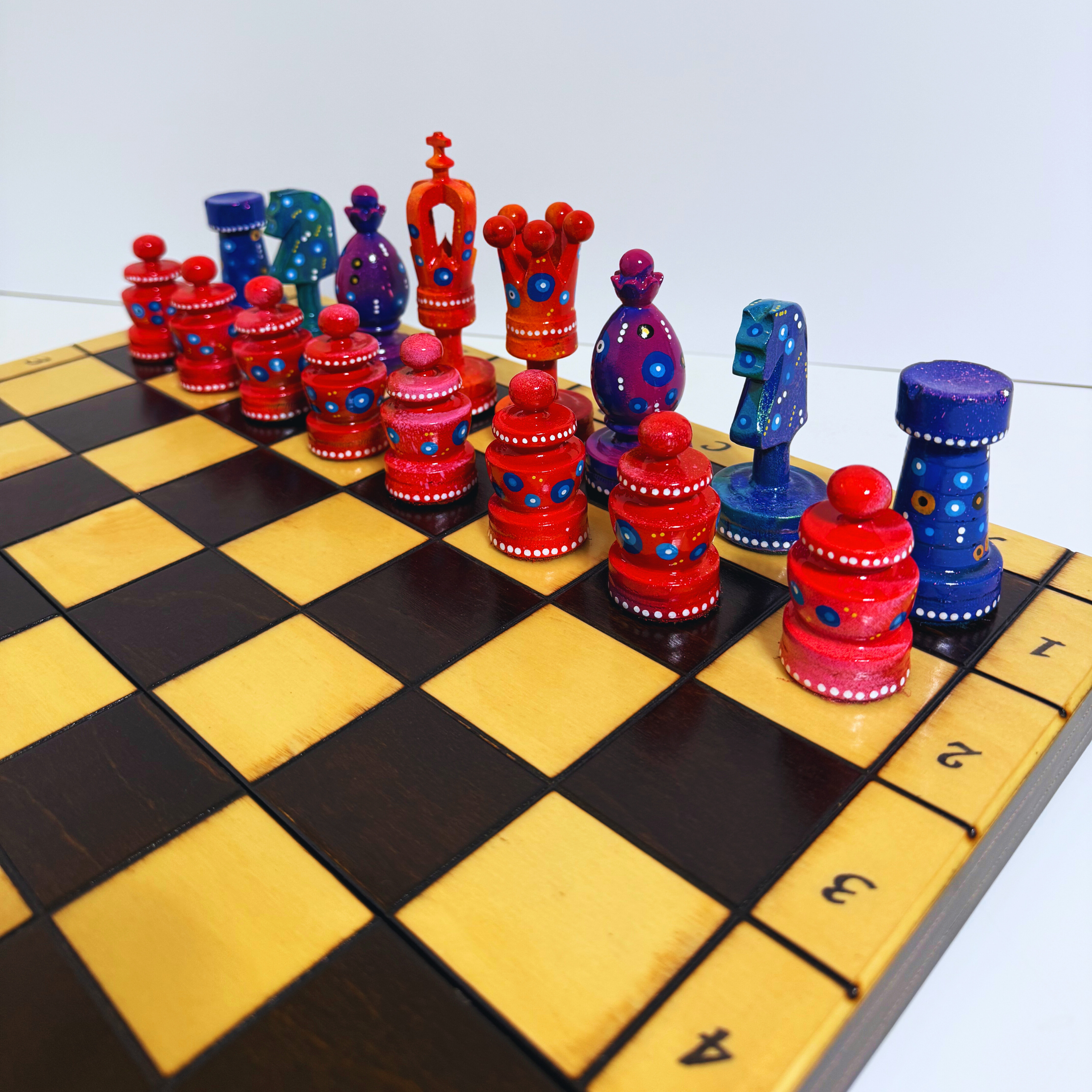 The Spirited - Sydney Gruber Painted 20" Large Kings Chess Set #16 - Chess Set - Chess-House