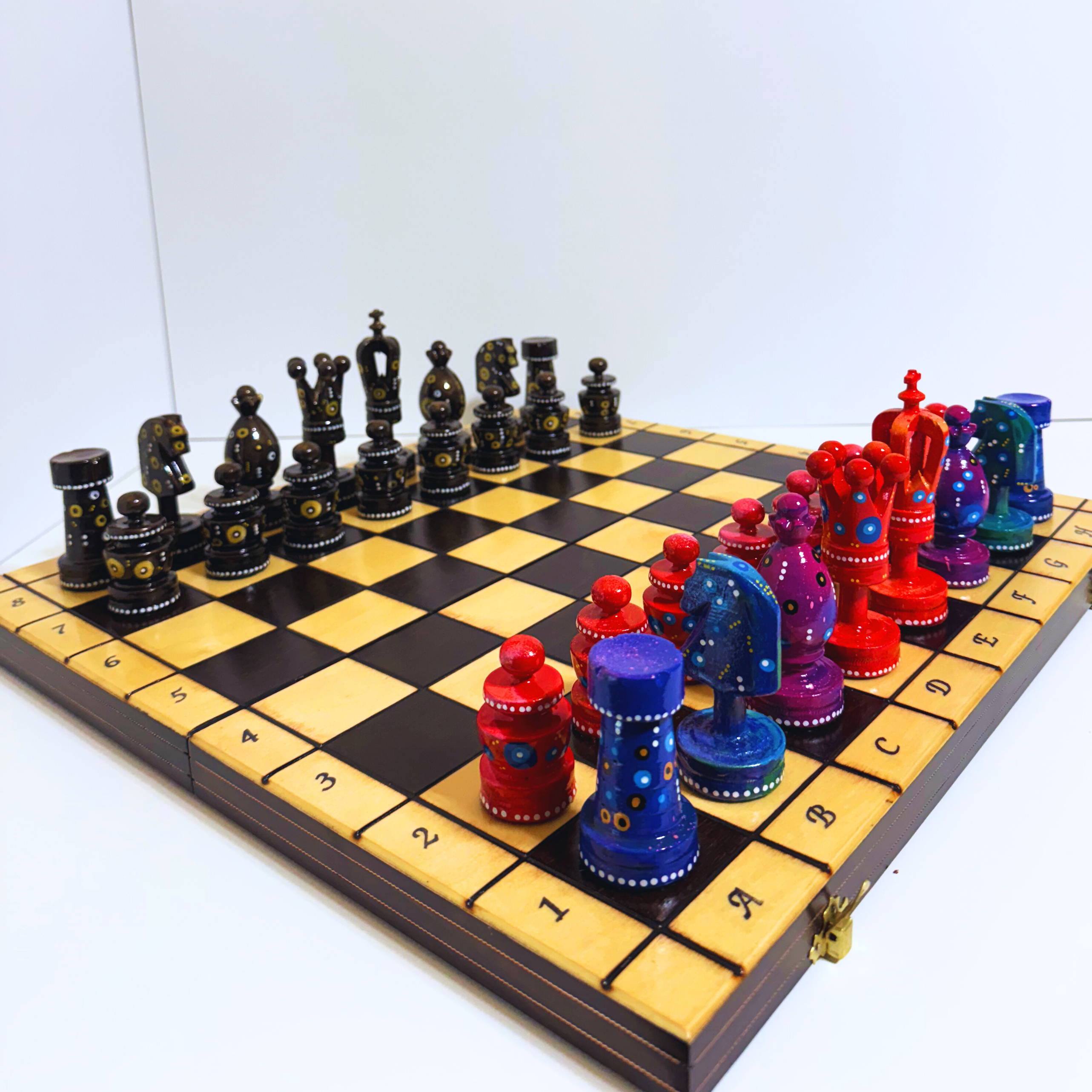 The Spirited - Sydney Gruber Painted 20" Large Kings Chess Set #16 - Chess Set - Chess-House