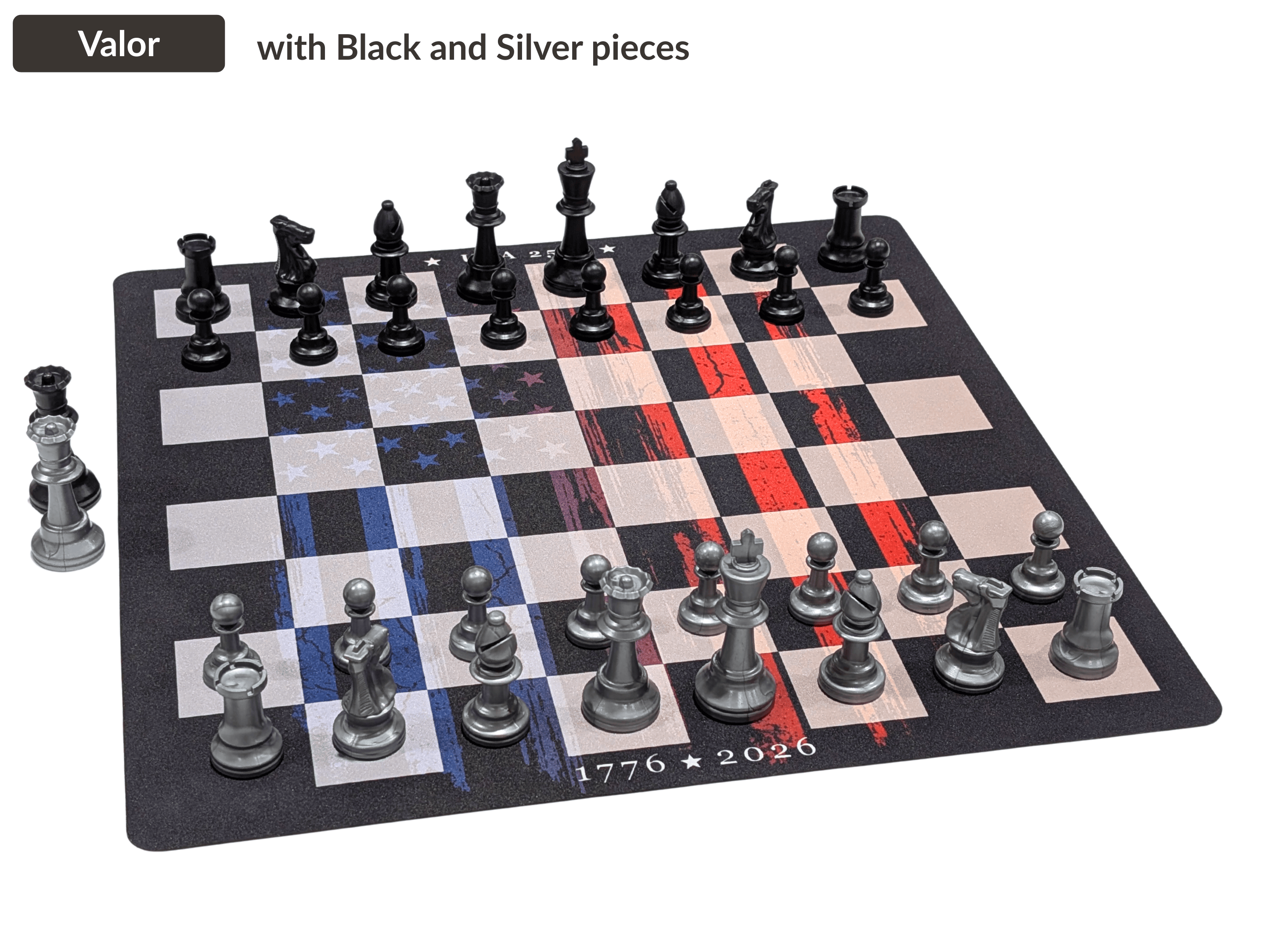 USA 250 Chess Set - Chess House Weighted Club Style - Chess Set - Chess-House
