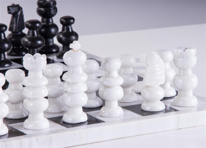 13" Onyx Chess Set - Marble White and Black - Chess Set - Chess-House
