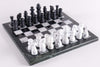 14" Black and White Marble Chess Set with Green Frame Chess Set