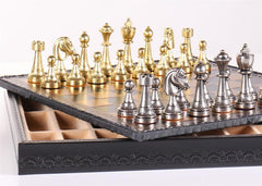 14" Florentine Metal Chess Set and Storage Chest - Italy - Chess Set - Chess-House
