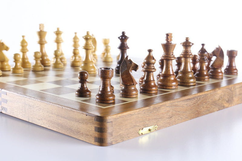 14” Folding Chess Box and Set
