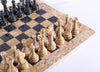 15" Coral Stone & Black Marble Chess Set - Chess Set - Chess-House