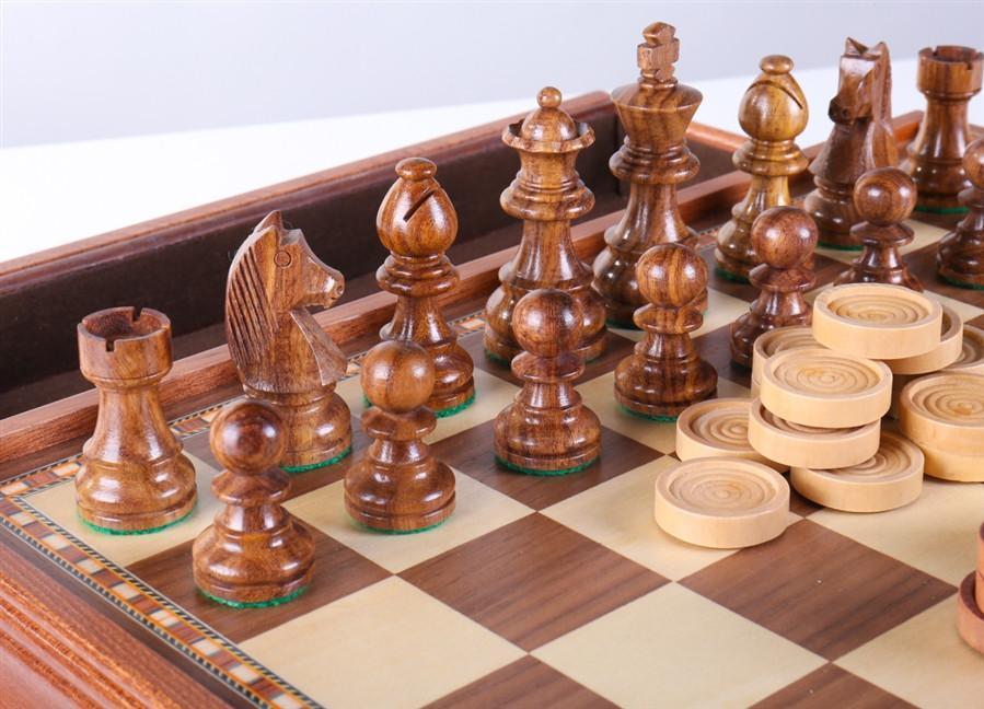 WE Games Wood French Staunton Chess & Checkers Set with 15 in. Board & –  American Chess Equipment