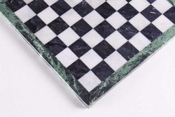 16" Black and White Marble Chess Board Board