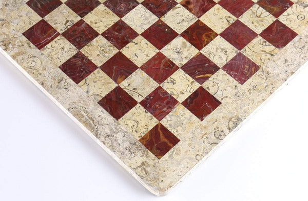 16" Marble Chess Board in Coral and Red Board