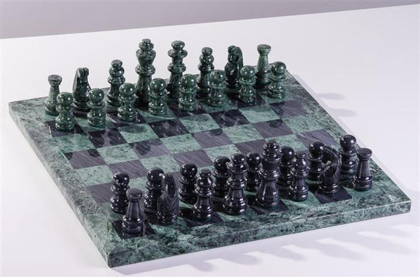 16" Marble Green and Black Chess Set - Chess Set - Chess-House