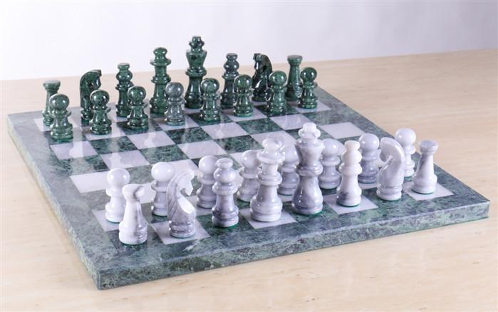 16 Marble Green and White Chess Set – Chess House