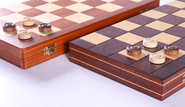 16"  Wooden Checkers Set (64 squares) - Chess Set - Chess-House