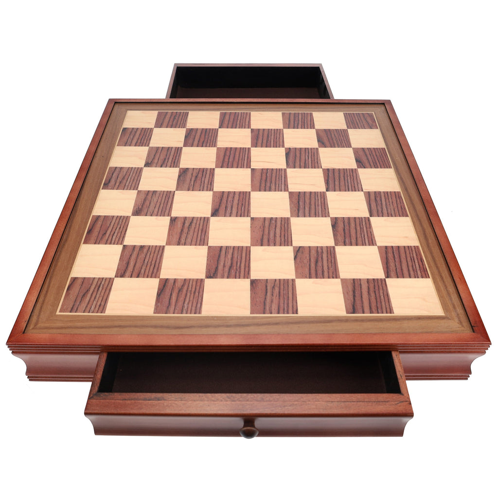 19 English Chess Set with Pull-out Storage Drawers - Brown