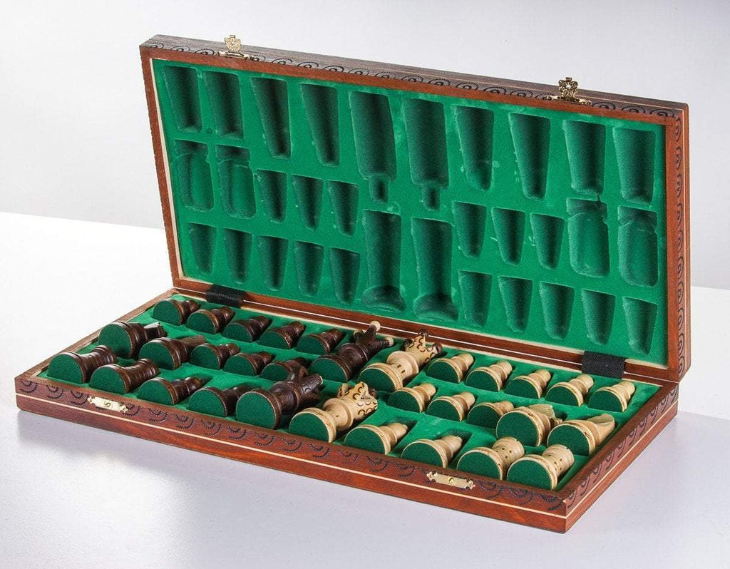  Wegiel Handmade European Ambassador Chess Set - Wooden 21 Inch  Beech & Birch Board with Felt Base - Carved Hornbeam & Sycamore Wood Chess  Pieces : Toys & Games