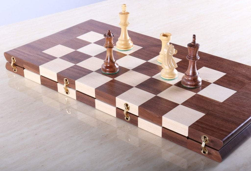 Solid Wood Folding Chessboard with Imitation Jade Chess Pieces