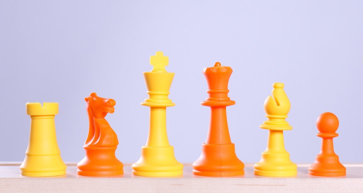 3 1/2" Silicone Club Chess Pieces - Orange and Yellow - Piece - Chess-House