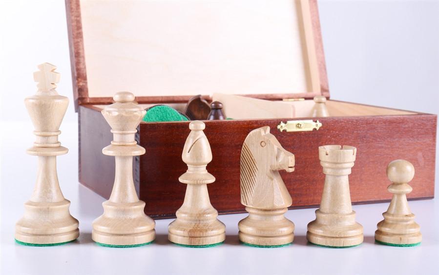 3 3/4" Standard Staunton Chess Pieces #6 in Dark Wood Box - Piece - Chess-House