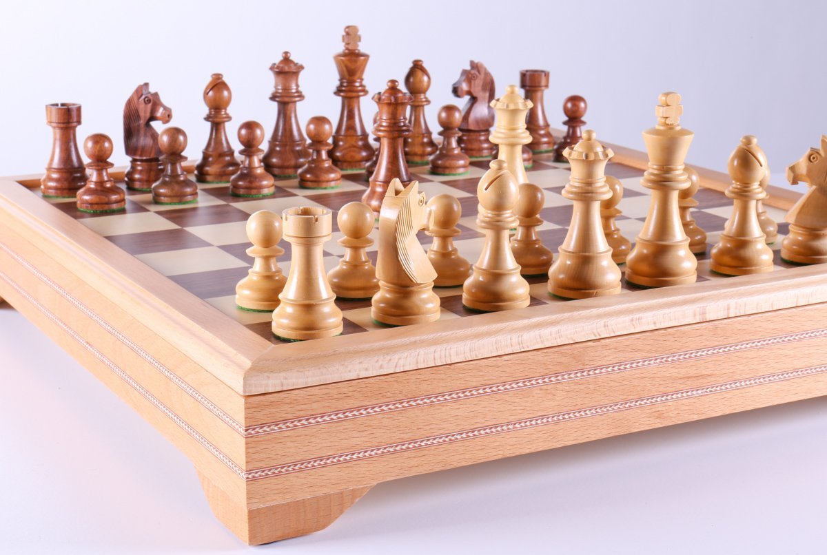 3 3/4" Timeless Pieces on Beech Wood Storage Chest - Chess Set - Chess-House
